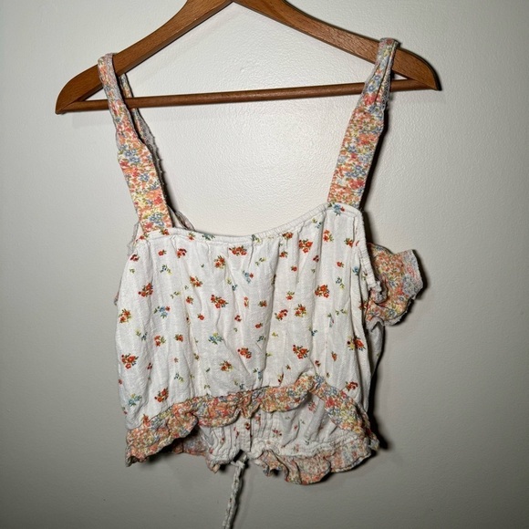 AMERICAN EAGLE Floral Print Loose  Fit Top cream XL - Picture 6 of 7